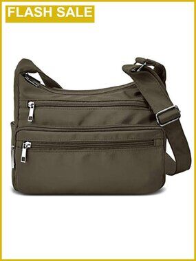 RFID Blocking Nylon Crossbody Bag Multi Pocket Travel Shoulder Purse